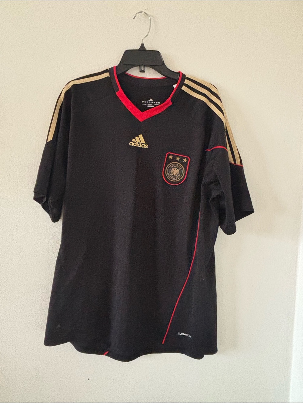 adidas Black Football Jersey with Gold Germany 2010 Away shirt